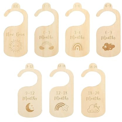 Semazz Baby Größentrenner,7 PCS Kleidergrößen Trenner Baby Holz Grössentrenner Baby Schrank Organizer Babykleidung Trenner für Kleinkinder Mädchen Jungen vom Neugeborenen bis 24 Monate