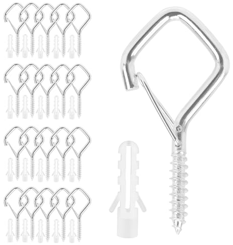 Haken Zum Schrauben,20PCS Silbrig Schraubhaken,Deckenhaken,Wandhaken Zum Schrauben,Hakenschrauben,Haken Decke,Selbstklebende Deckenhaken,Schraubhaken Set,Einhängehaken,Kleine Haken Zum Schrauben