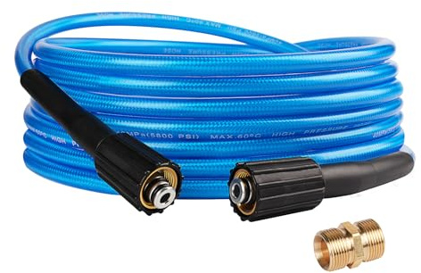 GRESTOAL Pressure Washer Hose 25 FT X 1/4 Inch, Kink Resistant Power Washer Hose, Replacement Pressure Washer Hose with M22 Fittings for Most Brands, 3000 PSI