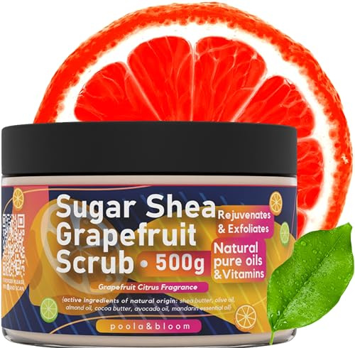 Poola & Bloom Haut Peeling Körperpeeling für Trockene mit Shea und Grapefruit - Natürliches mit Skincare für strahlende Hautpflege für aktive Frauen