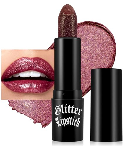 Boobeen Glitzer Glanz Lippenstift für Frauen mit Metallic, Matte Schimmer Lippenbalsam Glitzernde Lippenfarbe Langanhaltend Hochpigmentiert Gibt Metallic Finish Lippen Makeup, Antihaft-Schale