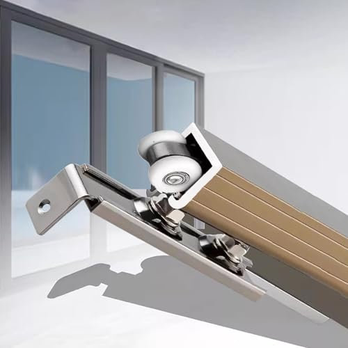 Binario per porta scorrevole Set Di Ferramenta Per Porte Scorrevoli, Kit Di Binari Per Porte Tascabili Di Livello Commerciale Per Cucina, Camera Da Letto, Seminterrato, Dispensa E Esterno(Champagne,26