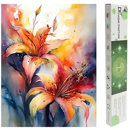 DCIDBEI Groß und Klar Diamond Painting Lily Blumen 40x50cm Diamond Painting Erwachsene Blumen Malen nach Zahlen Stickbilder Erwachsene Lily Puzzle Flowers Lilie Sieg Ehre Reichtum Wohlstand Box