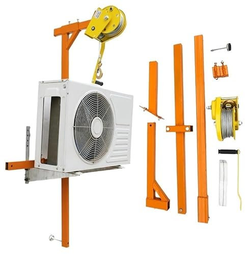 Outil de Levage de climatiseur extérieur Treuil Manuel Mécanisme autobloquant avec Support de Support pour climatiseur 3HP/5HP (Couleur : Support 5HP + treuil 15M 1800lbs)