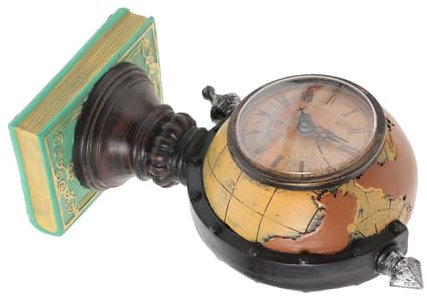 QUMIIRITY Retro Globe Clock Resin Desktop Ornament Living Decor Cool Desk Accessories