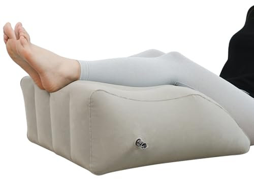 Bloomoja Inflatable Leg Elevating Pillow, Leg Wedge Pillow for Swelling, Blood Circulation, Back Pain, Edema Relief, Leg Support Pillow for After Surgery, 25.5 x 17.7 x 9.8, Grey