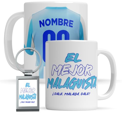 Taza personalizada Málaga - Regalo Original para aficionados del Futol - Personaliza tu taza de desayuno - Taza de Desayuno café