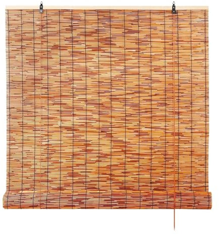 Balkon Bambusrollo Fenster Bambus Vorhang, Sichtschutz Sonnenschutz Wetterfest Bambus Rollos, Dauerhaft, 70% Lichtfilterung Outdoor Garten Bambus-Rollo Raffrollo Für Terrasse Veranda Pergola(60 x 200