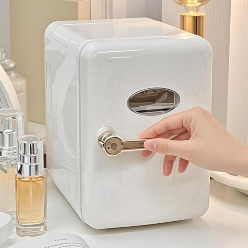 PP-Vic Mini Congélateur avec Fenêtre D'observation, Réfrigérateur De Beauté 4L, Mini-Réfrigérateur Portable, Réfrigérateur Personnel en Voiture pour Les Soins De La Peau