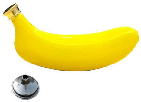 Bouteilles de vin – entonnoir | 150 ml en forme de banane | Récipient de poche décoratif en acier inoxydable, mini bouteille portable étanche pour whisky, vodka, brandy, rhum, voyage, randonnée, fêtes