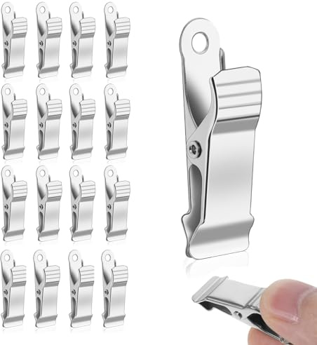 Metal Clothes Pegs for Washing Line - 16pcs Stainless Steel Strong Clothes Pegs, Multipurpose Small Clips for Clothes, Socks, Towels, Snacks Bag, Photos (Silver)