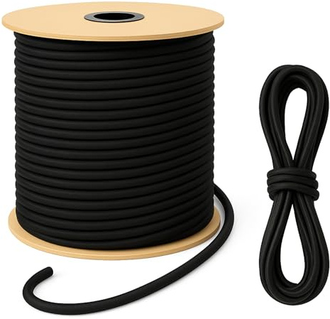 Art Twist Home Gummi Rep 12mm X 100m Expanderrep Svart - Spännband Av Gummipresenning Gummilina Gummilina Hållfasthet 100 Kg - För Trailers Segling Fiske Tält Campingnät