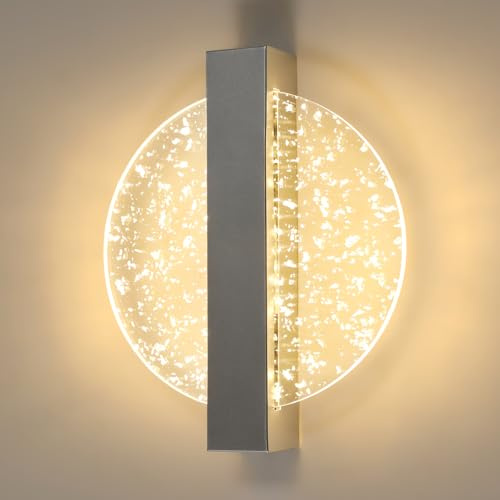 DELIPOP Applique da Parete Interno, 12W Lampada da Parete LED Moderno Rotonda, 3000K Bianco Caldo Lampada da Muro in Acrilico per Camera da Letto Soggiorno Corridoio