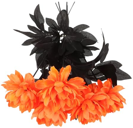 MAGICLULU 5 pièces Bouquet Fleurs Artificielles Dahlia Orange Jaune Décor Centre de Table Simulation Tiges Réalistes Arrangement Floral sans Entretien