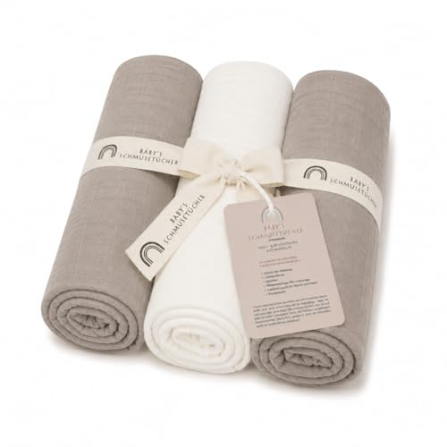 Musselin Spucktücher Baby 3er Set - 70x70cm Mulltücher Baby Bio Baumwolle für Junge & Mädchen - Waschbare Musselintücher Mullwindeln Neugeborene - Musselin Tuch - Mulltücher groß Oeko-TEX zertifiziert