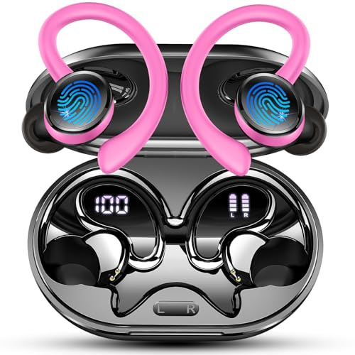 Écouteurs de sport Bluetooth 5.4 sans fil avec 4 micros ENC à réduction du bruit, écouteurs intra-auriculaires avec stéréo HiFi, 50 heures de lecture, écouteurs sans fil, étanchéité IP7, double