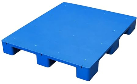 Paletas de plástico resistentes, antideslizantes, resistentes a la humedad, para almacenamiento en almacenes y exteriores, compatibles con montacargas, 120 x 100 x 14 cm (azul)