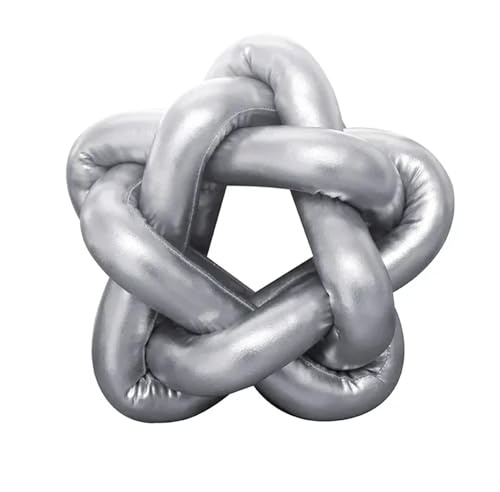 QWWQYDY Cojin Nudos Cojín de Felpa for Dormitorio, Almohada Anudada con Estrella Cinco Puntas Dorada, decoración for sofá(Silver)