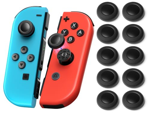 NEWDERY Replacement Joystick Caps Thumb Grips for Nintendo Switch/OLED/Lite, Anti-Slip TPU Diamond Texture Analog Stick Covers for JoyCon Controller Repair Kit Accessories(10pcs)