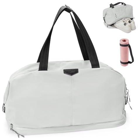 Timeet Gym Tasche Damen Herren Sporttasche mit Schuhfach Trocken- und Nasstrennung 47L Reisetasche Weekender Handgepäck Tasche für Fitness Yoga Krankenhaus Business School Reisen (Grau)