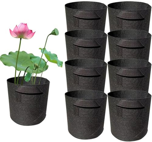 FUBESK Lot de 8 pots de fleurs en tissu non tissé épais pour plantes aquatiques avec poignées, réutilisables pour lys, pommes de terre, carottes, oignons et fleurs