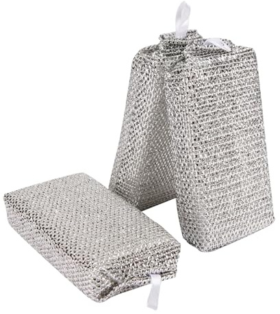 Almohadilla de estropajo, paño de cocina de alambre, 3 paños de limpieza de malla de alambre de lana de acero, paño limpiador de fibra de metal de acero antiarañazos, accesorio de limpieza para cocina