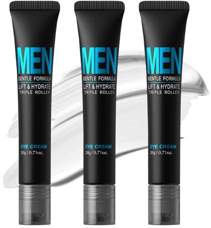 3 Pezzi Crema Borse Contorno Occhi, Contorno Occhi Antirughe Uomo Roll-on Antirughe Occhiaie Borse Contorno Idratante Illumina pelle Spenta Riduce Gonfiore per Tutti Tipi Pelle