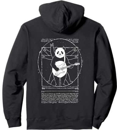 Vitruvian Rock Panda, Leonard de Vinci, Art, Music, Fun Sweat à Capuche