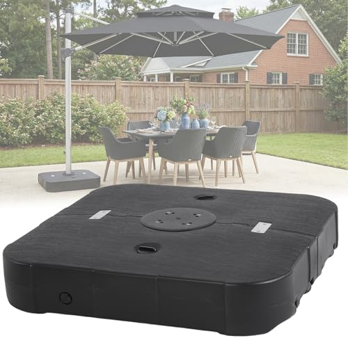Aodejoy Sonnenschirmständer mit 4 Rollen, 150kg, befüllbar, rollbar, Schirmständer für große Ampelschirme Sonnenschirme, Ampelschirmständer für Garten, Terrasse, mobil
