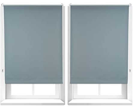 Relaxdays 2X Verdunkelungsrollo im Set, Hitzeschutz, Thermo Rollo, Klemmfix, Blickdicht, Seitenzugrollo 80x160, Stoff 76 cm, grau