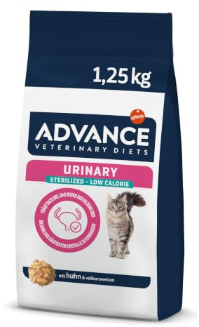 Advance Veterinary Diets Urinary Low Calorie, Pienso para Gatos para el Control del peso y protección de las vías urinarias, 1,25kg