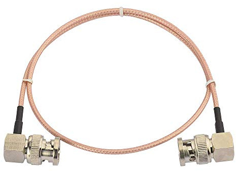 Superbat Kort SDI-kabel 3G HD 50 cm SDI-kabel vinklad tunn RG179 BNC dubbel hane med rak vinkel 75 ohm för oscilloskopanalysator, HD-SDI ljudvideokameror (1 st)