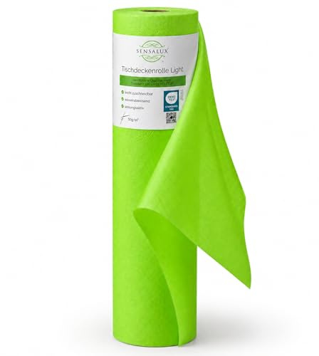 Sensalux Tischdeckenrolle Vlies 1,00 x 10 m Apfelgrün, 80 g/m² | abwaschbar, wasserabweisend, stoffähnlich, Tischdecke Rolle, OEKO-TEX, Party, Hochzeit, Catering, Event