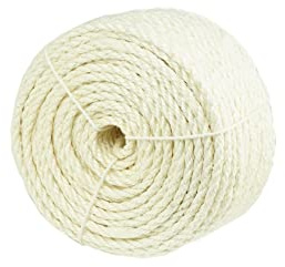 Treasborn Natural Sisal White Rope for Cat Scratcher Scratching Post Replacement 1/4 inch Cat Tree Sisal Rope for Repairing, Recovering or DIY Cat Scratcher 50/100 / 164 Feet