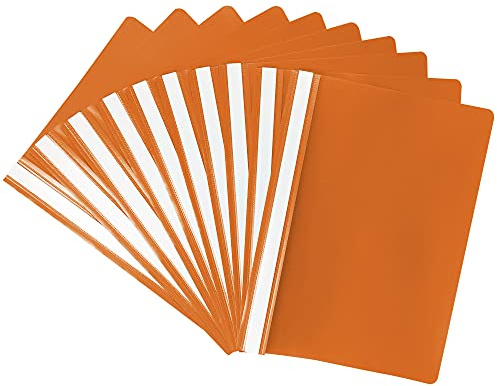 Netuno 10 cartelline colorate trasparenti arancione A4 210x 297 mm con strisce scrivibile buste in polipropilene copertine trasparenti in plastica bustine PP per proteggere carte e documenti