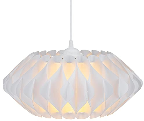 kwmobile DIY Puzzle Lampe Lampenschirm - Kronleuchter Design - 25cm - moderner Lampen Schirm rund für Hängelampe Pendelleuchte - Leuchten Schirm weiß