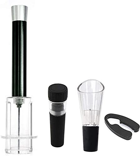 llxyzrzbhd Korkenzieher Wein WeinöFfner Hebel FlaschenöFfner 4 Teile/Satz Weinflaschenöffner Anzug Folienschneider Vakuum Stopper Weinausgießer Aluminium Luftdruck Pumpenöffner Kit Bar Werkzeuge