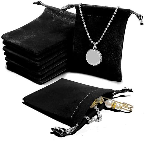 AOT 30PCS Velvet Jewellery Pouches, Small Present Soft Velvet Drawstring Storage Bags Black, Jewelry Wrap PresentBags For Wedding, Party, Valentine's Day, Anniversary(9 * 7cm)