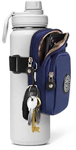 Bottle Pouch Gym Water Caddy with Phone Holder, Water Bottle Sleeve Bag with Pocket for Cards, Keys, Wallet, Gym Bottle Accessories for Men Women