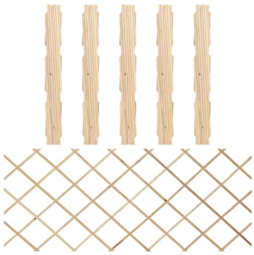 Gecheer 5X Tannenholz Massiv Rankzaun Rankgitter Pflanzengitter Rankhilfe Spalier Holzgitter Scherengitter Gartenzaun Blumengitter 180 x 80 cm (L x H)