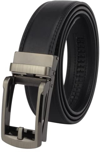 Masters & Stylists Cintura Uomo Nera, Cintura in Pelle con Fibbia Automatica Senza Buchi, Cinta Elegante e Resistente, Regalo Uomo, Larghezza 3.5cm, Lunghezza 110cm