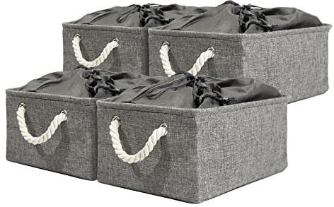 RMAN Scatole per Vestiti in Tessuto 4 Set, Grigio, 36x26x16 cm
