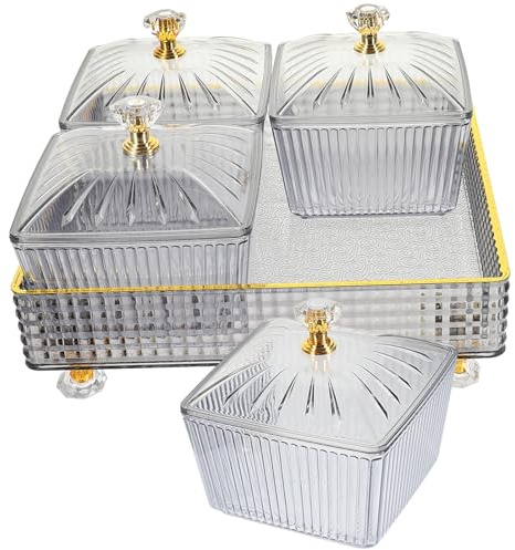 Cabilock Snack Platter with Divided Serving Plates and Tray Storage Bowl for Dried Fruit Nuts Candy and Appetizers Multipurpose Food Serving Tray for Parties and Family Dining