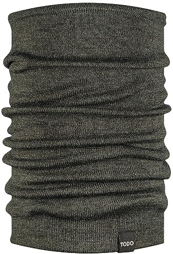 TODO Warme Merino Schlauchschal für Herren und Damen - 100% Wolle, Atmungsaktiv Halstuch aus Merinowolle (Khaki)