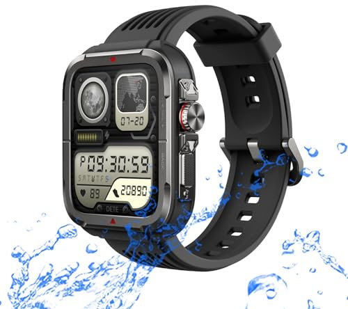 Smartwatch Herren Damen IP68 Wasserdicht Fitnessuhr Sportuhr, Bluetooth-Anrufe mit Herzfrequenz-Schlafmonitor 7 Tage Lange Akkulaufze Itmehrfach Sportmodi, für IOS Android Grau