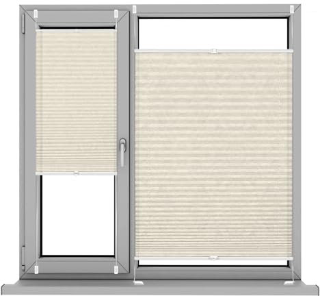 Plisseerollo Plisses Plisse, 20 x 90 cm Sicht- und Sonnenschutz, Rollos für Fenster mit Klemmfix Klemmfix ohne Bohren, für Fenster & Balkontür, Creme Farben