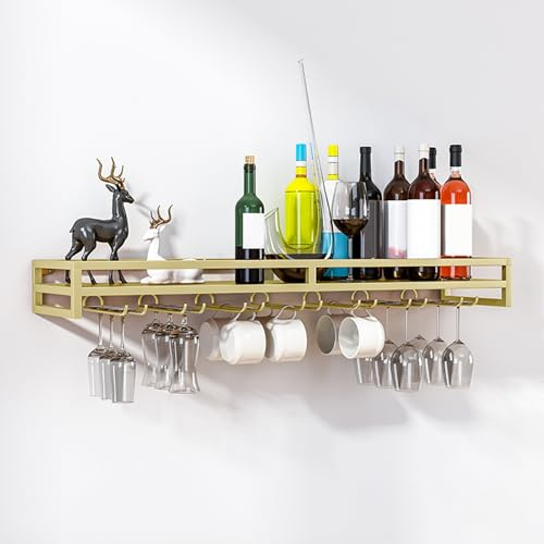 Weinglashalter Aus Metall 60cm 80cm 100cm Gläserhalterung Weinglasregal Mit 5/7/9 Reihen Weingläser Halter, Weinglashalter Zum Wand Für Bar, Küche, Aufbewahrung Glashalter Schwarz, Gold, Weiß