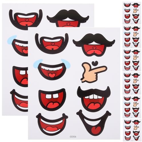 OATIPHO Selbstklebende Mundaufkleber 10 Blätter Cartoon Diy Lippen Sticker Für Scrapbooking Basteln Gesichtsaufkleber Party Dekoration