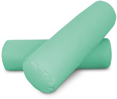 HAPPERS 2 Cojines cilíndricos de 50x15 en Polipiel Menta. Rollo Cervical para aliviar Dolor postural o Dormir