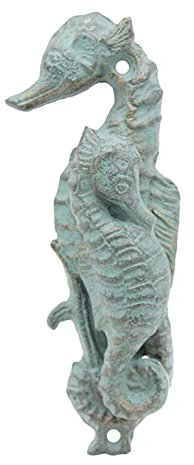 Antiker Ring-Türklopfer, schöne Seepferdchen-Gusseisenklopfer, Vordertürklopfergriff, Vintage-Schrank-Zugring, Kinderzimmer-Torringe